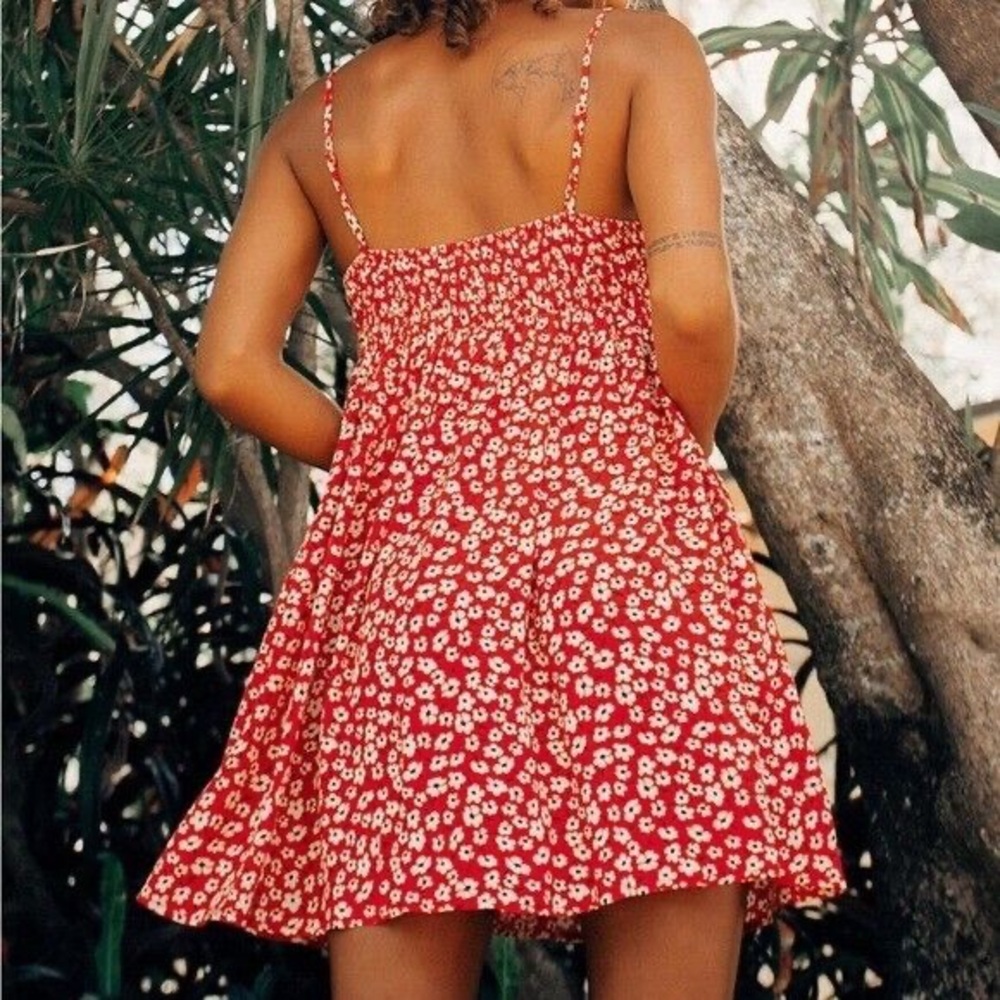 LULUS XS Red Floral Babydoll Dress - Picture 2 of 6